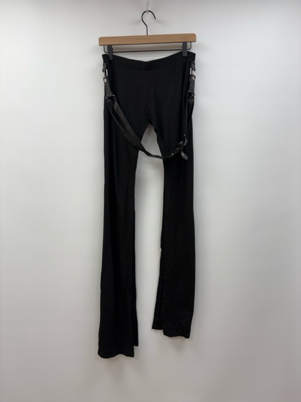 Killstar Stretch Jersey Knit Pull-On Slit Open Leg Flared Pant Goth Black Large